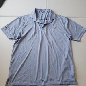 Rhoback Polo Shirt Mens Large Blue White Stripe Performance Golf Victaulic